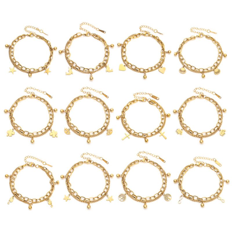 The all-titanium steel, real gold electroplated, light luxury, versatile double-layer butterfly bracelet is simple, individual and high-end accessory at factory price Item Picture