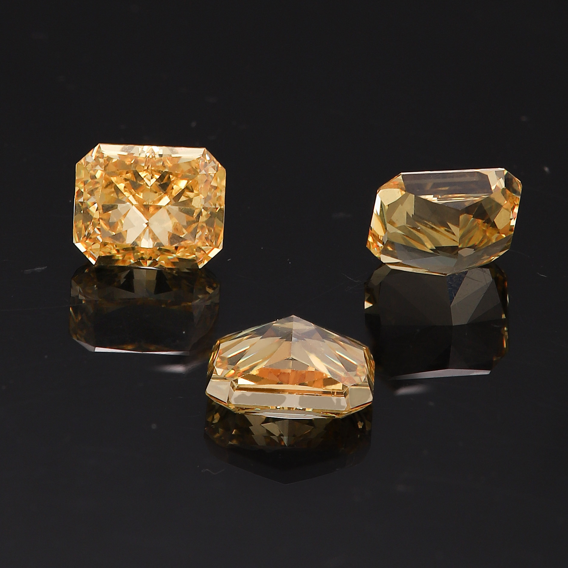 冰花切长方倒角锆石裸石祖母绿切工黄钻锆石戒面饰品服装辅料配件