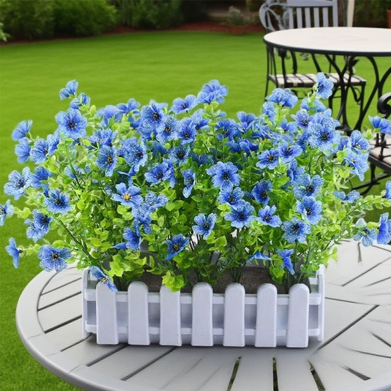 仿真紫罗兰栅栏花墙角阳窗台隔断遮挡装饰假花摆设尤加利盆栽