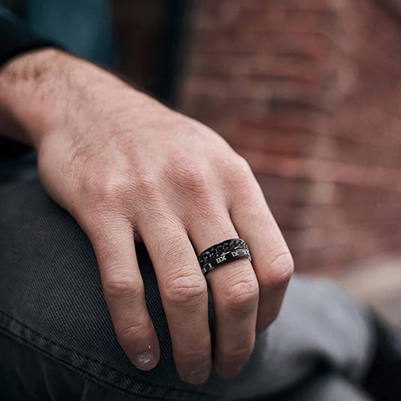 Wholesale of best-selling titanium steel rings, European and American fashion jewelry sets, and rotating stress-relieving rings for cross-border trade on Amazon Specification image