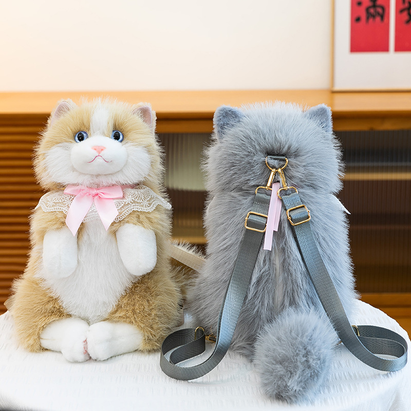 Simulated plush cat backpack doll, cute cat backpack doll, plush toy doll, girls' children's gift Specification image