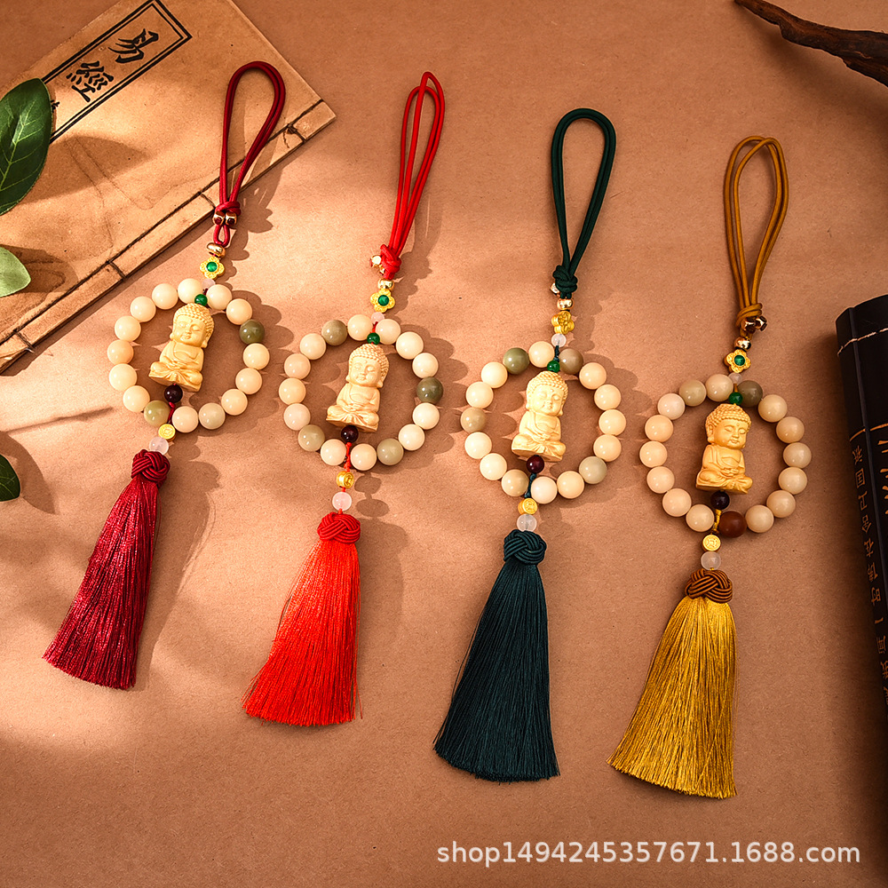 Bodhi Peace Buddha car pendant, car rearview mirror entry and exit peace decoration pendant, high-end car interior hanging decoration details Picture