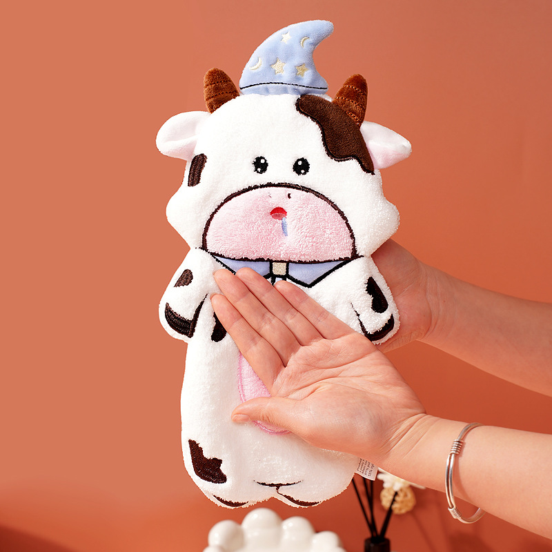 新品可爱卡通挂式擦手巾吸水速干抹手巾珊瑚绒儿童小毛巾伴手礼产品图