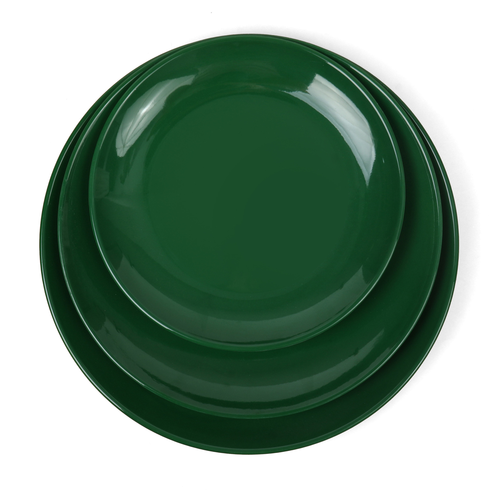 Melamine plates for foreign trade, dark green tableware, steak plates, vegetable plates, flat plates, imitation porcelain round plates, household and commercial plastic plates details Picture