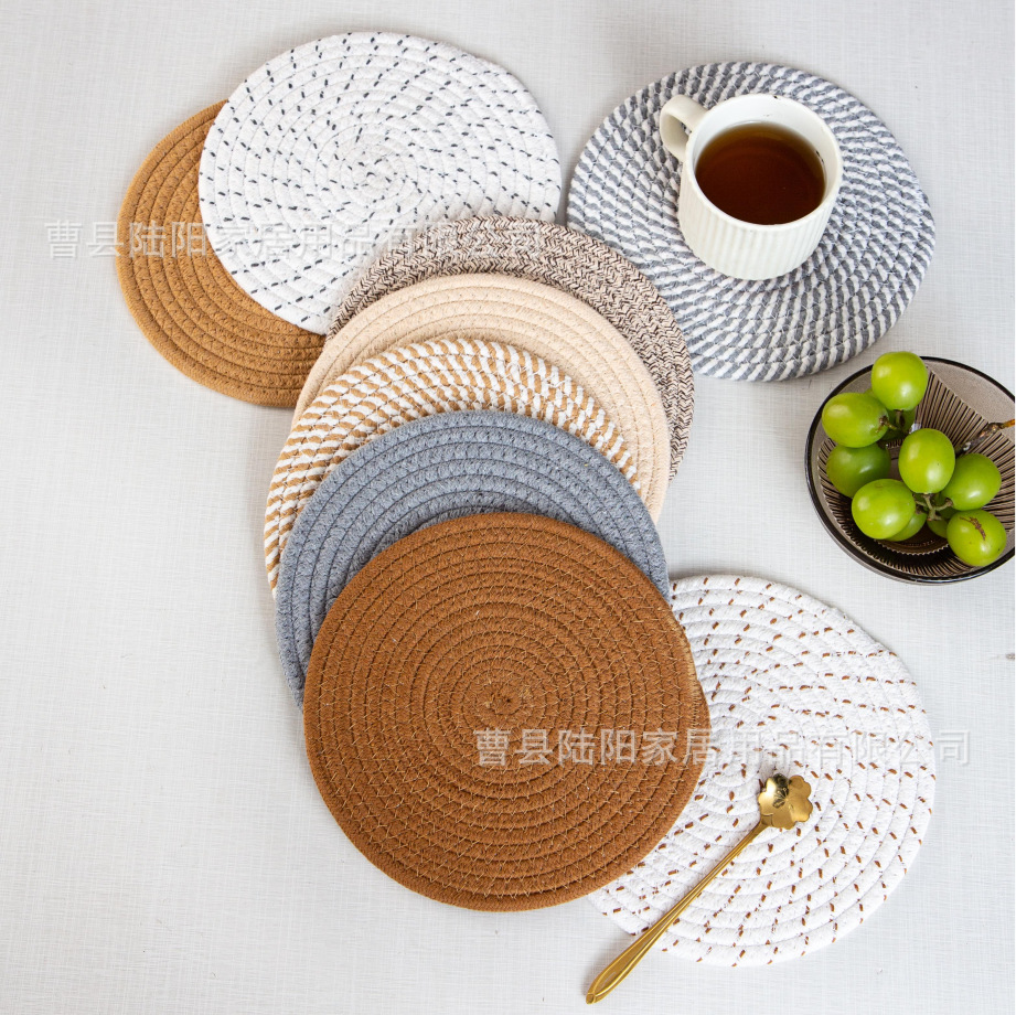 圆形棉绳编织餐垫防烫餐垫隔热垫锅垫日式简约风餐桌装饰餐垫批发