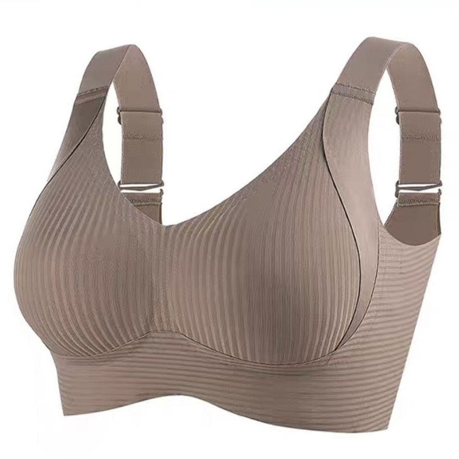 双重提拉大码内衣女士大胸显小无钢圈文胸聚拢侧收副乳防下垂胸罩白底实物图