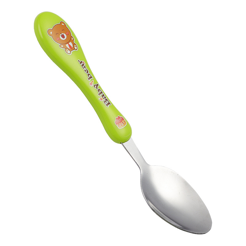Greedy Bear Stainless Steel portable tableware, cute cartoon student, children outdoor travel spoon, fork, chopsticks and knife set Item Picture