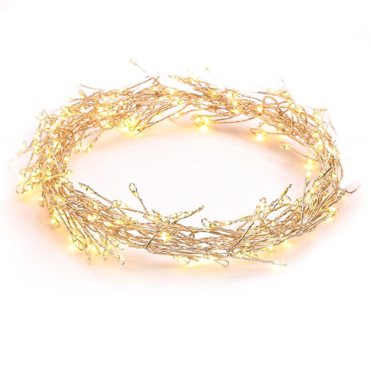 LED鞭炮灯银色铜线灯串公母接蜈蚣脚圣诞节日装饰灯防水可调光白底实物图