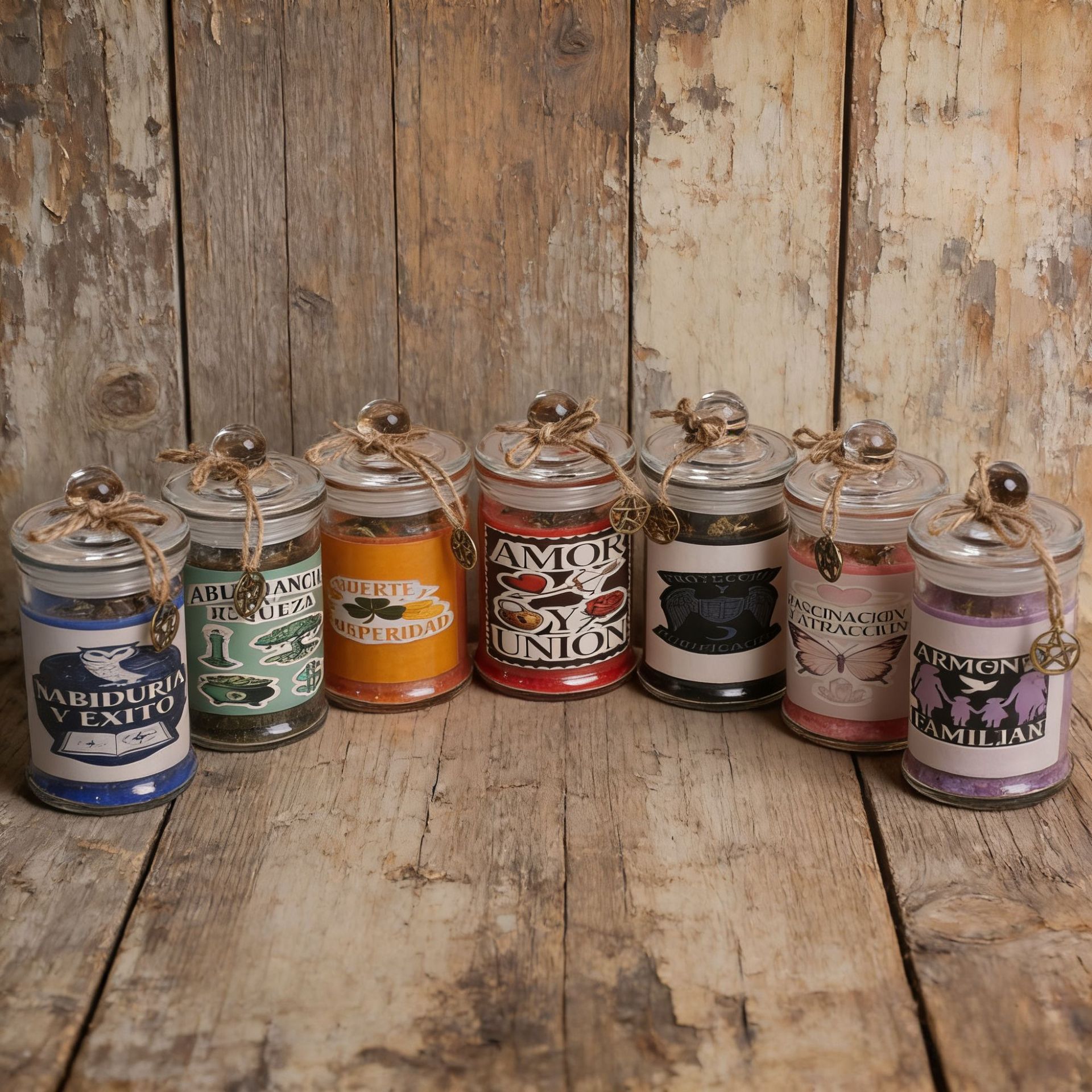 跨境7款主题仪式蜡烛天然大豆蜡干花魔法蜡烛冥想疗愈香薰厂家批