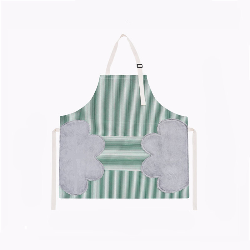 The side of the home waterproof apron can be used to wipe hands. It is suitable for household chores and cooking. It is a waterproof, oil-proof and dirt-resistant cover for home use and a kitchen apron Item Picture