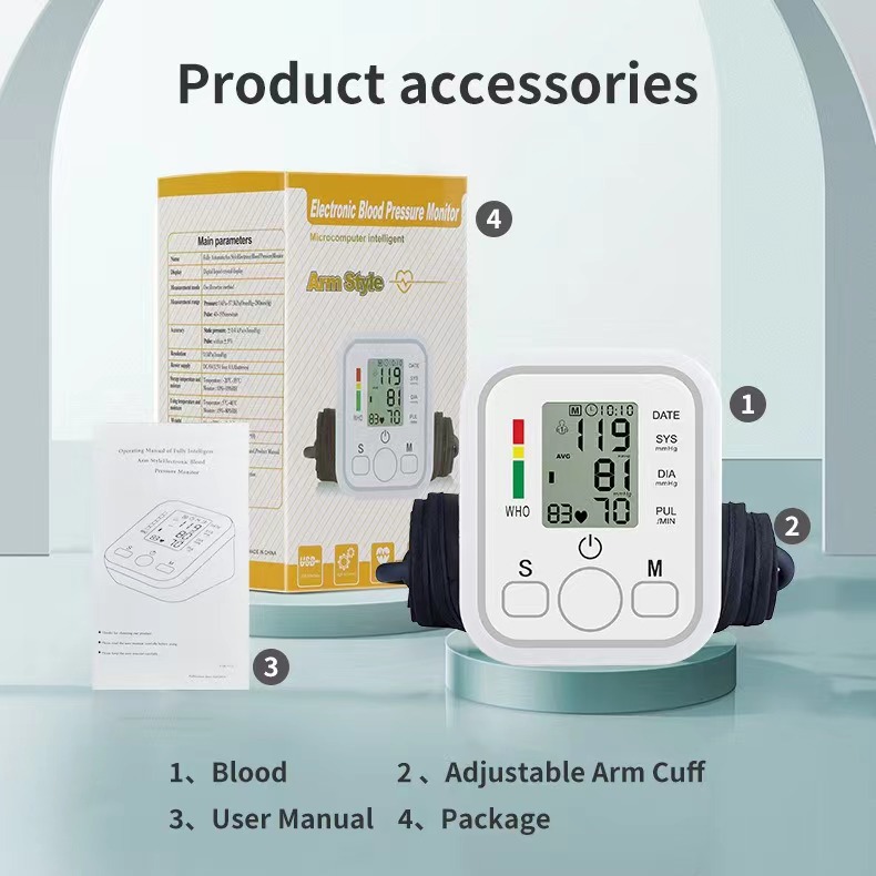 Cross-border electronic blood pressure monitor, Spanish, English and French blood pressure meter, home blood pressure measuring instrument, Russian blood pressure measuring instrument