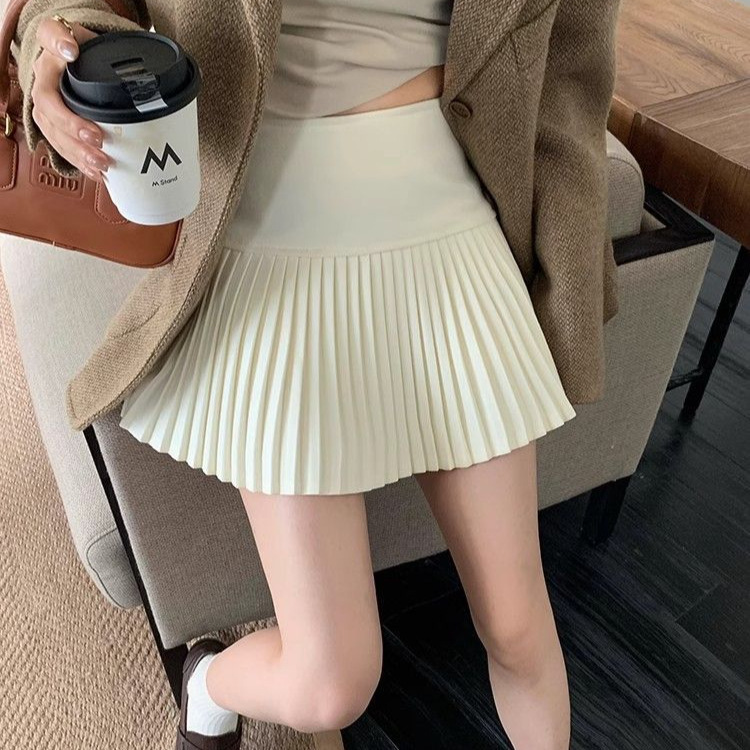 毛呢加厚百褶半身裙女春秋韩版新款高腰显瘦时尚防走光a字短裙子
