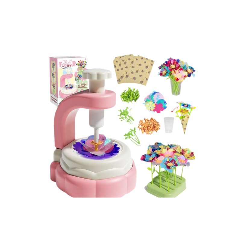 Cross-border children's creative DIY handicraft kit, toy handcrafted simulation bouquet making, birthday gift flower arrangement machine Item Picture
