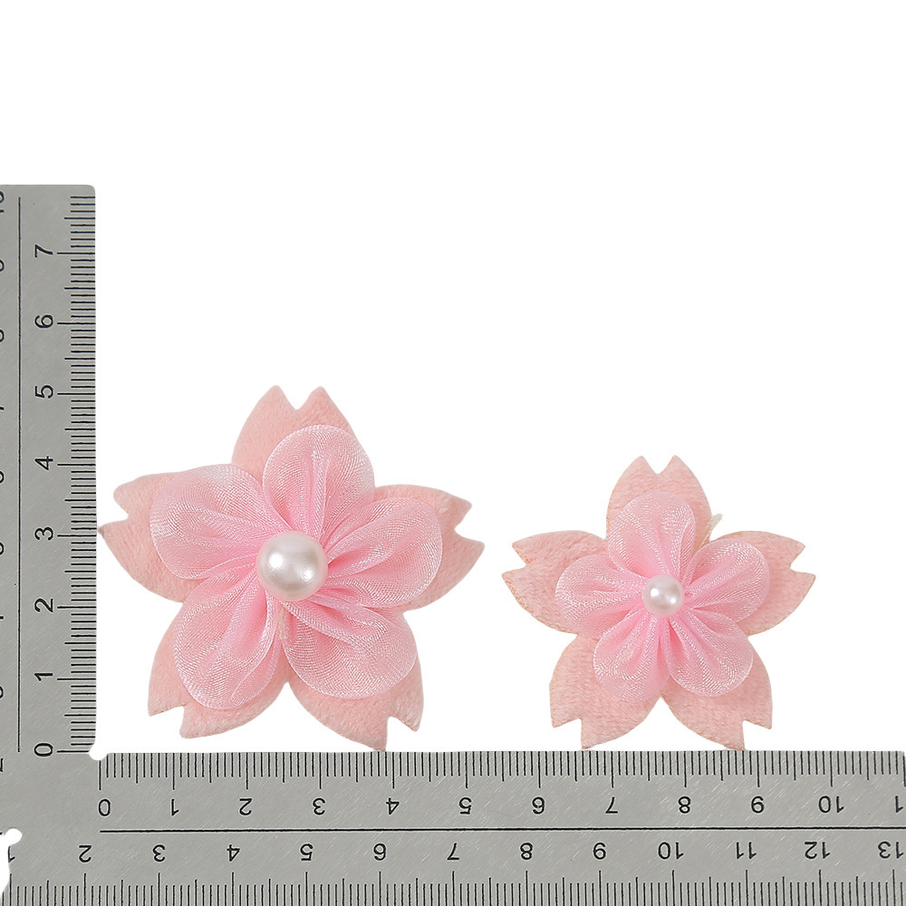 珍珠纱花朵辅料多规格甜美头饰发夹配件手工透明diy服装辅料批发白底实物图