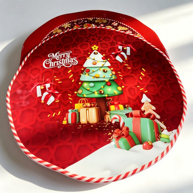 Direct sales of red Christmas tree gingerbread melamine plates from foreign trade manufacturers. Commercial stock of durable and wear-resistant melamine products