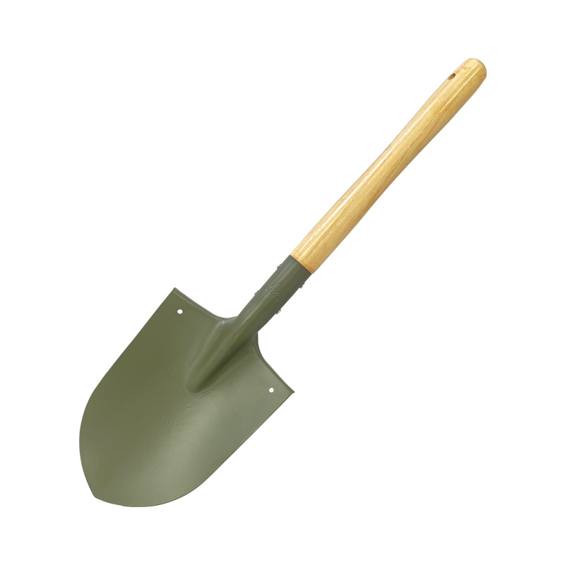 锹锰钢工兵铲子园艺铲多功能车载户外铲钓鱼铲兵工铲园林铲绿色漆白底实物图