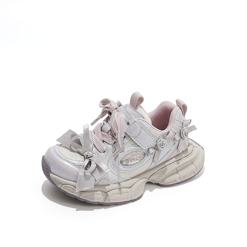 Girls' shoes 2025 Autumn/Winter New sports shoes, children's fleece dad shoes, autumn girls' college children's campus running shoes Item Picture