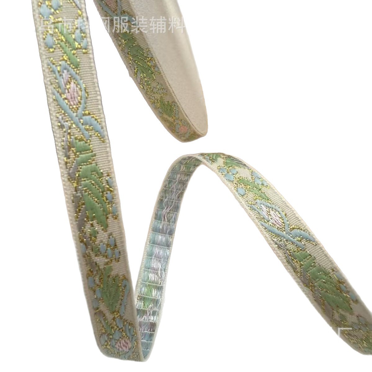 1.1-1.3cm gold thread jacquard embroidery webbing, hair accessories, headwear gift box packaging tape, performance costume accessories Item Picture