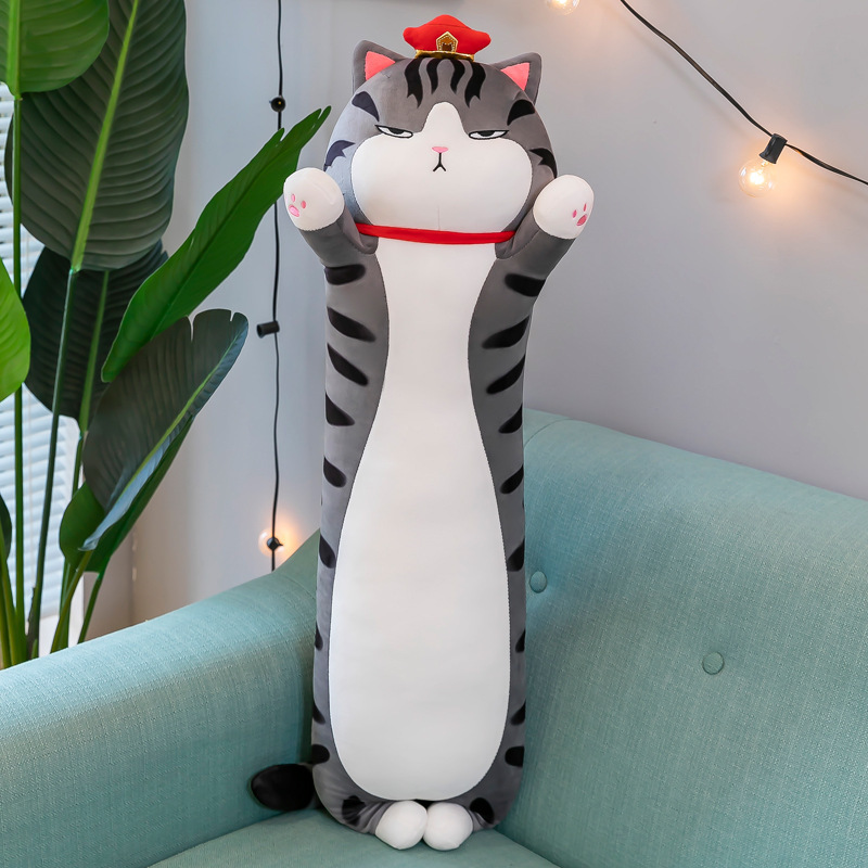 Wuhuang Cat plush pillow, creative plush toy, cute long and long foreign trade cat doll, as a birthday gift for children details Picture