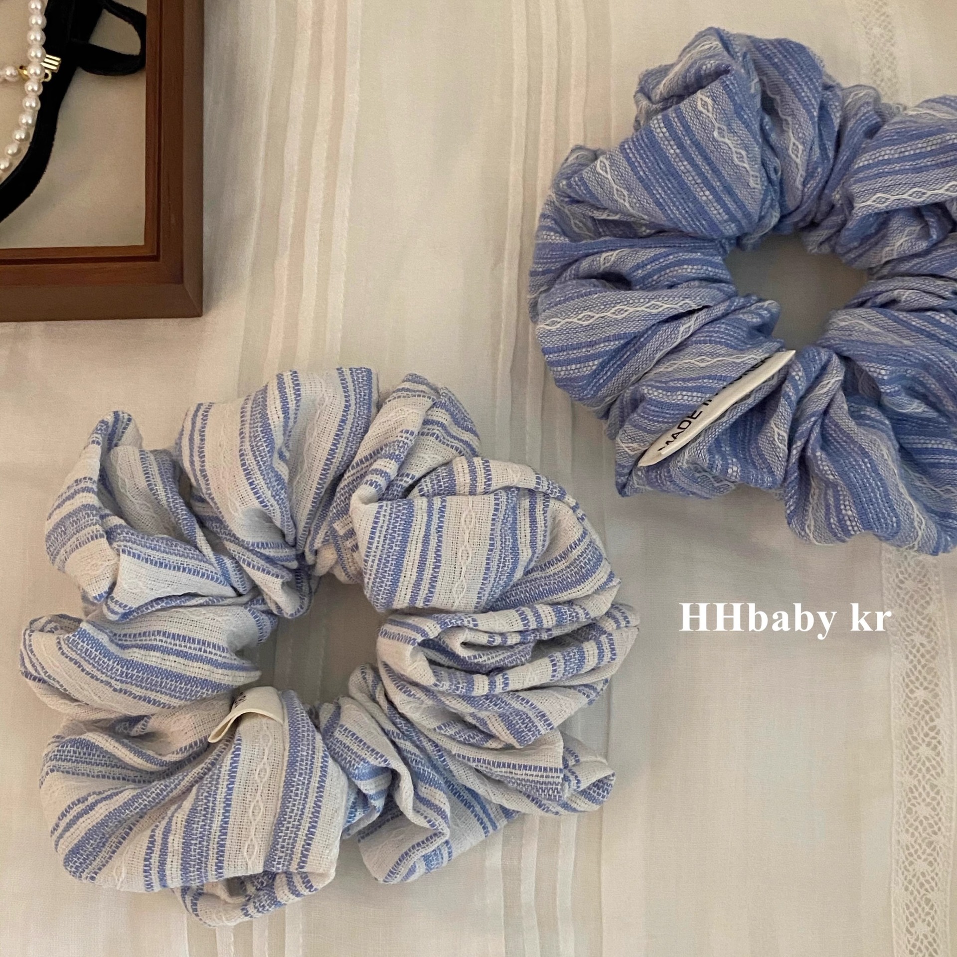 Korean style colorful striped large intestine hair band female Internet celebrity 2025 new summer high-J-look bun hair rope accessory Specification image