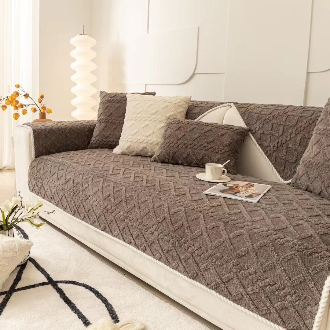 Simple sofa cushion, all-season suitable sofa cover, thickened plush seat cushion, winter anti-slip cover cloth custom