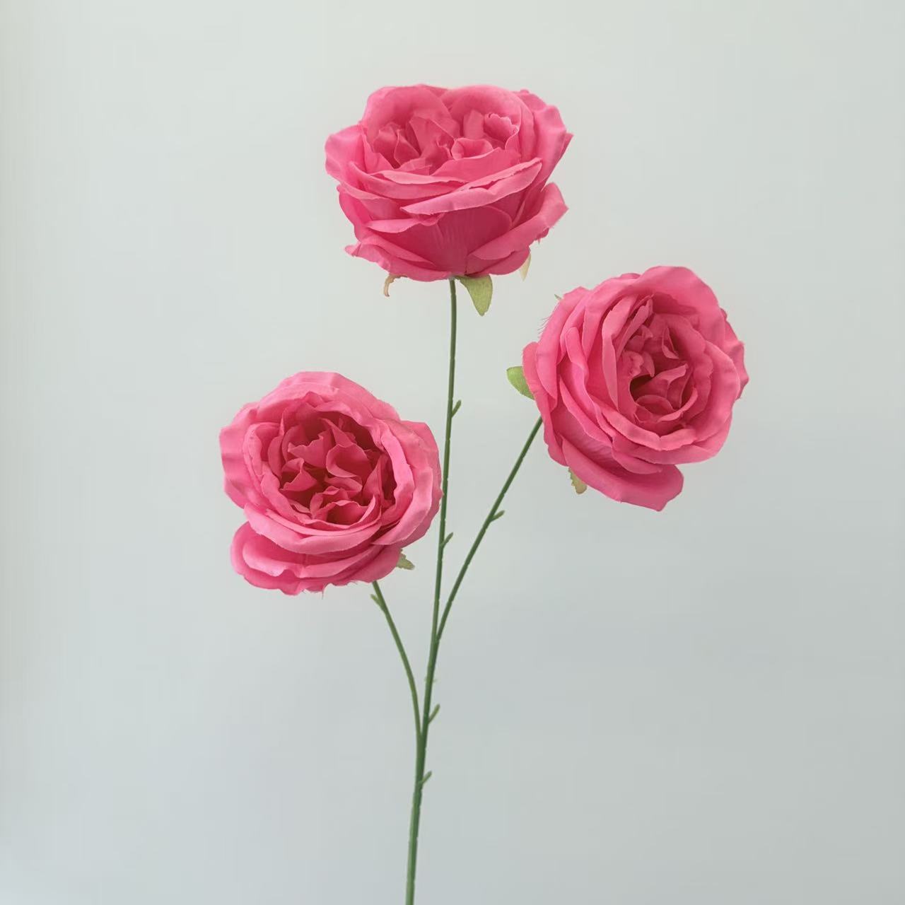 仿真花3头奥斯汀玫瑰花婚庆用花仿真玫瑰花假花婚庆地排花艺装饰白底实物图