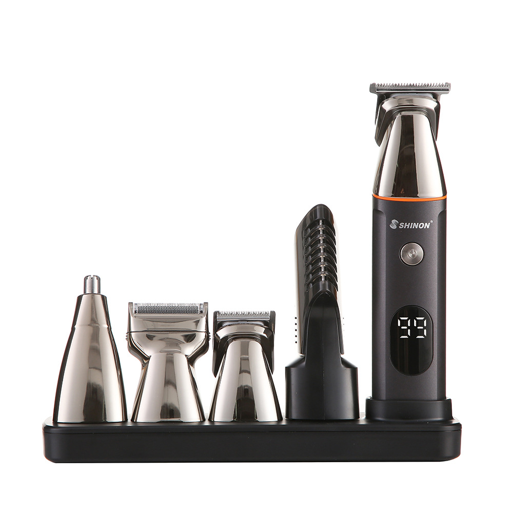 Multi-functional magnetic shaver for shaving nose and hair, six-in-one LCD display, electric hairdresser, oil cutter, engraved clipper Specification image