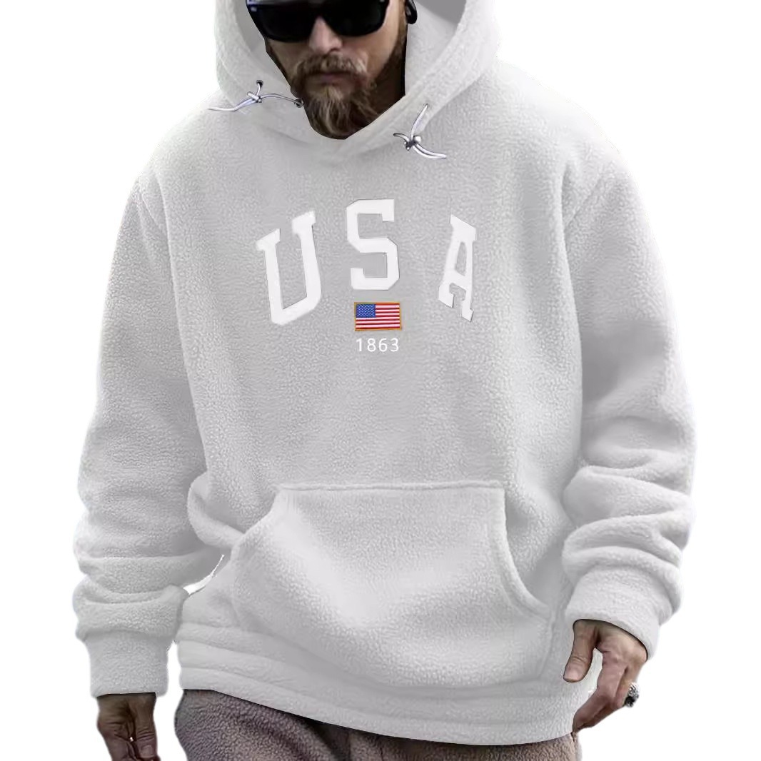 2025 Amazon European and American men's Fashion hooded fleece hooded thickened Casual Sport Cross-border embroidered sweatshirt Item Picture