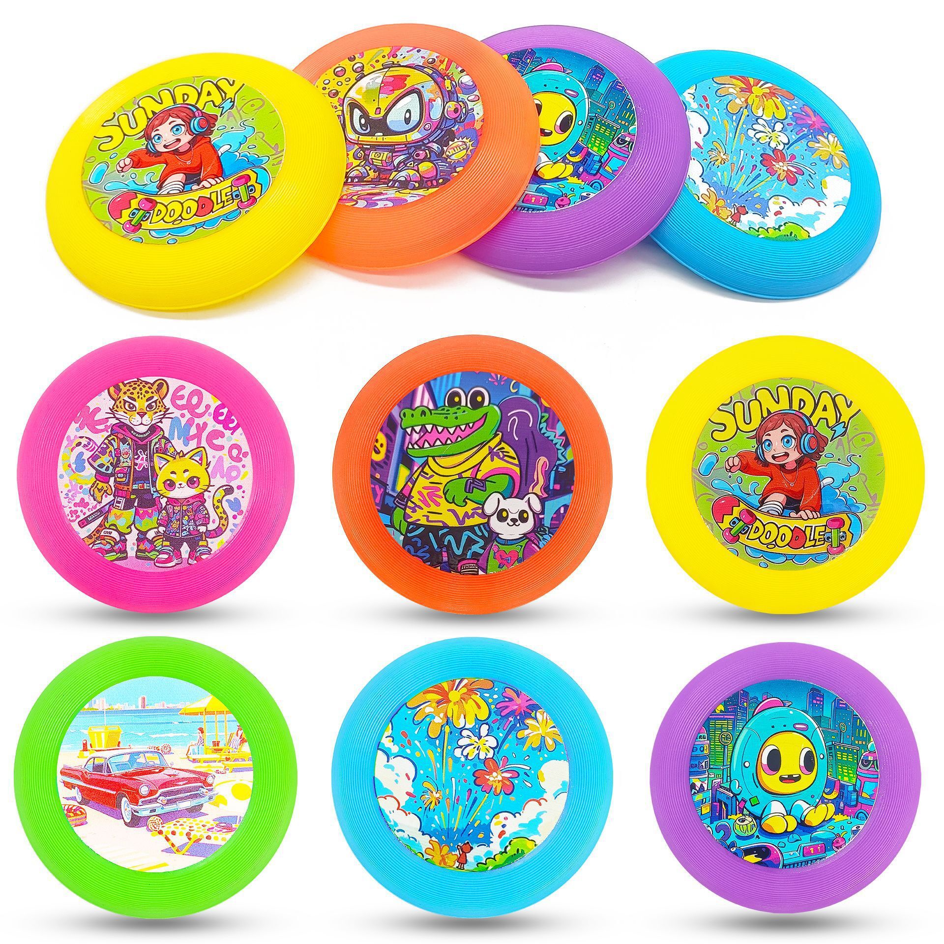 亚马逊创意卡通手抛飞盘玩具宠物飞碟户外亲子互动竞技外贸批发