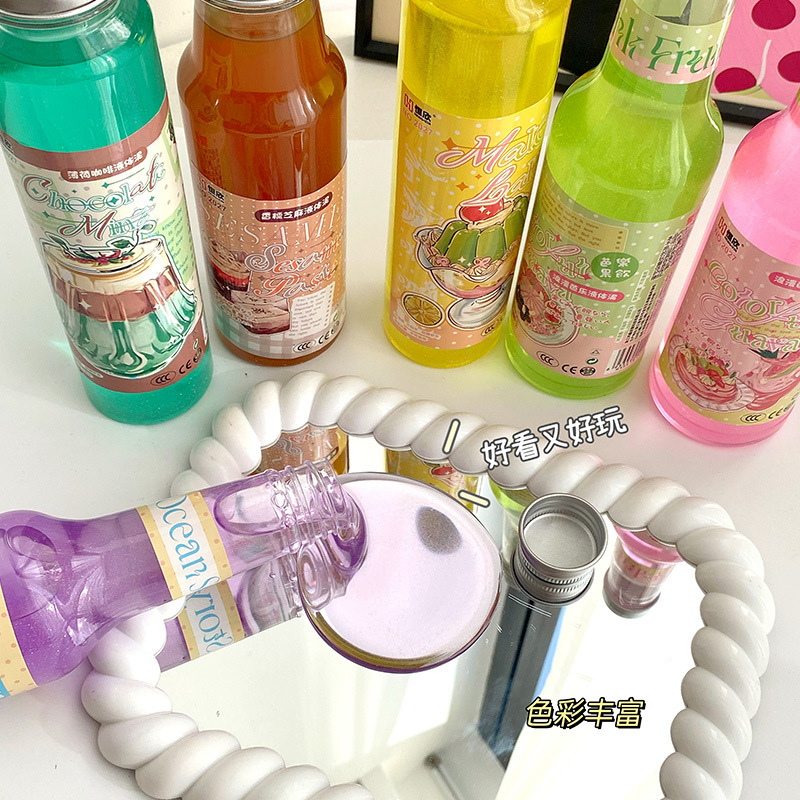 小红书水晶泥起泡胶不沾手安全减压透明高颜值饮料瓶套装大罐便宜