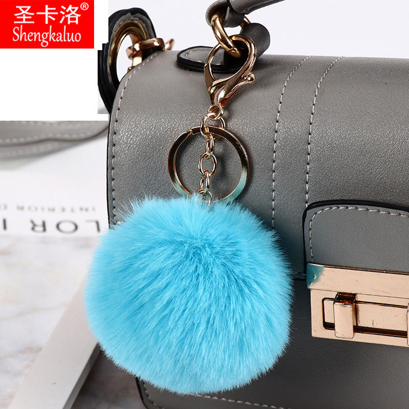 Green mink rabbit imitation rabbit fur ball pendant, artificial fur ball pendant, keychain pendant, luggage hanging decoration, accessories Specification image