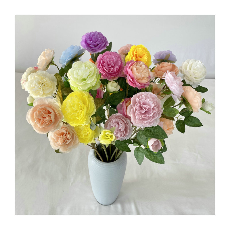 European-style simulated 3-head peony silk flower wedding home decoration artificial flower wedding arch arrangement artificial peony flower Item Picture