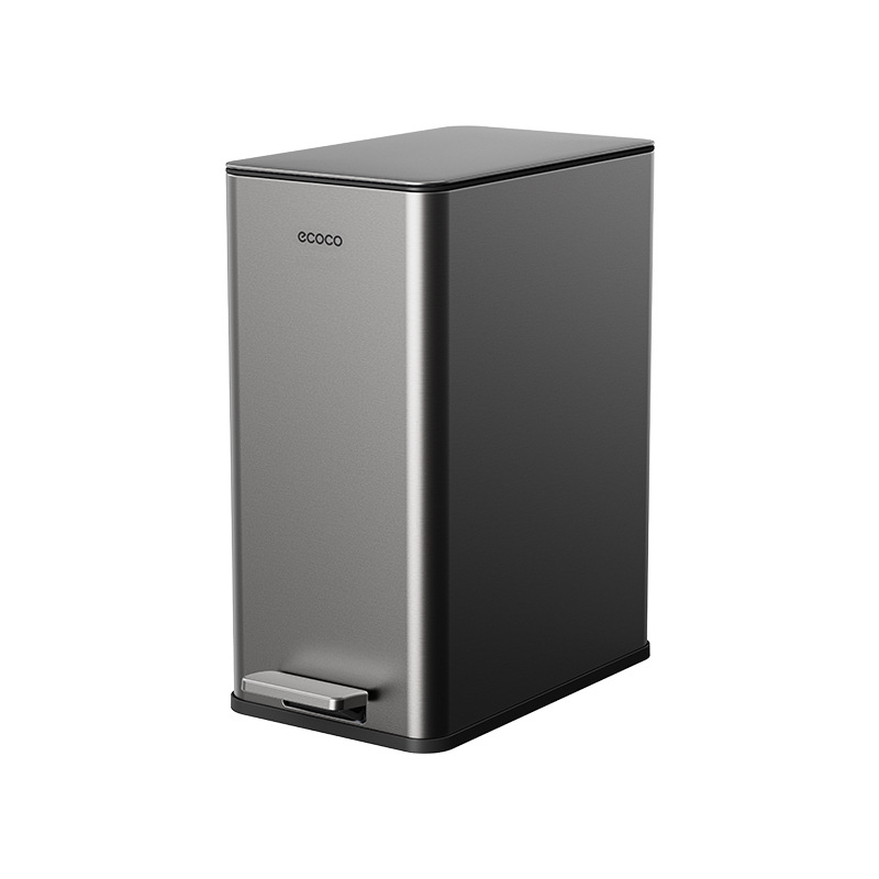 Yike Home bedroom toilet with flip lid, foot-stepped trash can, high-end, narrow slit, light luxury stainless steel trash can Item Picture