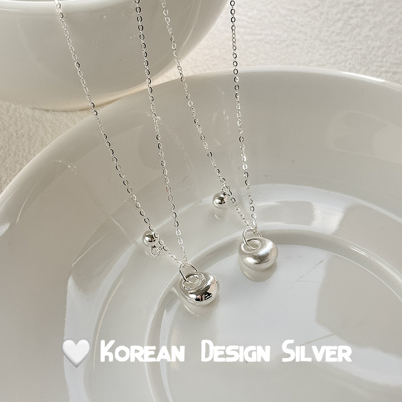 s925纯银银坨子银珠项链女精致简约小众ins设计素银招财锁骨链