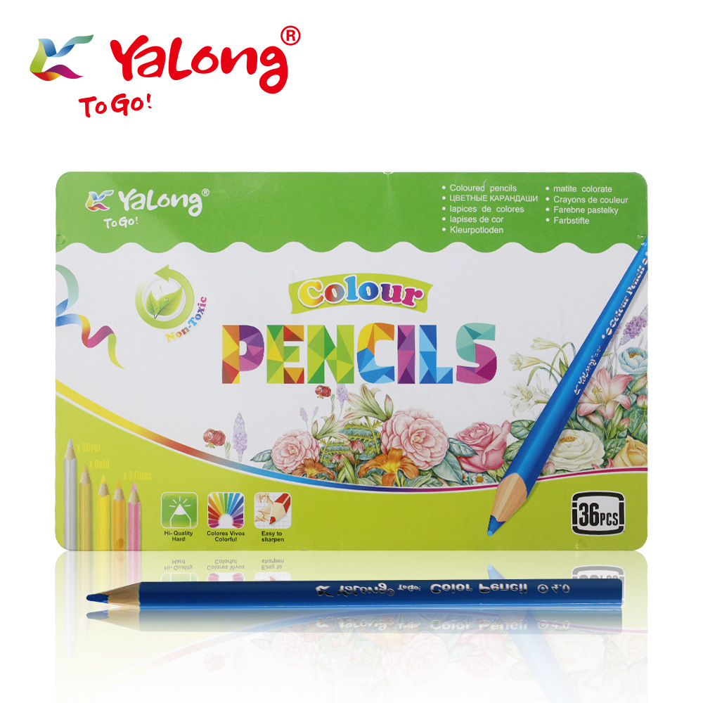 Triangular design colored pencil set with luxurious metal packaging for children's colored pencil drawing pens Item Picture