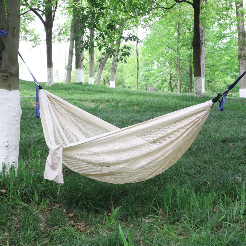 Ice Silk Camping Outdoor Hammock Camping Outdoor Campsite Anti-rolking Color mesh Hammock Summer Hanging Chair swing Specification image