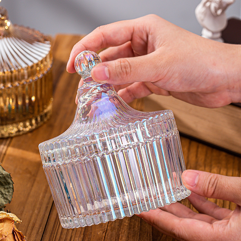 European-style glass bowl wholesale, jewelry box, candy jar storage box, crystal demagnetization purification bowl, omamori salt purification with lid details Picture
