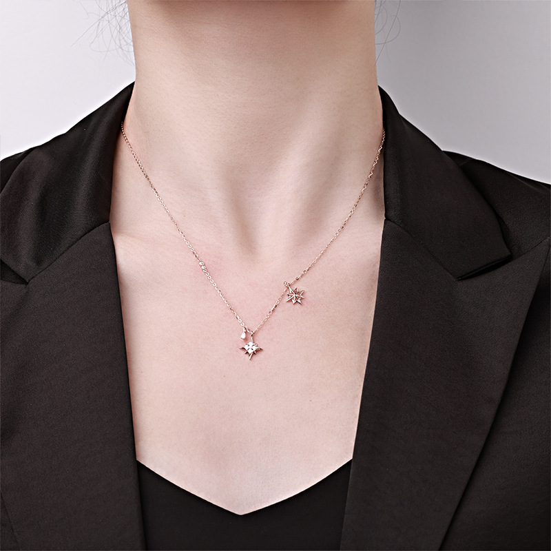 Zhuoheng Has Carefully Selected A New Best-Selling 925 All-Silver Star Pendant Accessory, Which Is Exquisite And Unique, And Exudes A High-End, Niche Women's Sweater Necklace Specification drawing