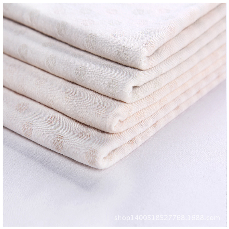 现货32S彩棉提花双层布法兰绒190g无染色全棉婴童内衣服装用布白底实物图