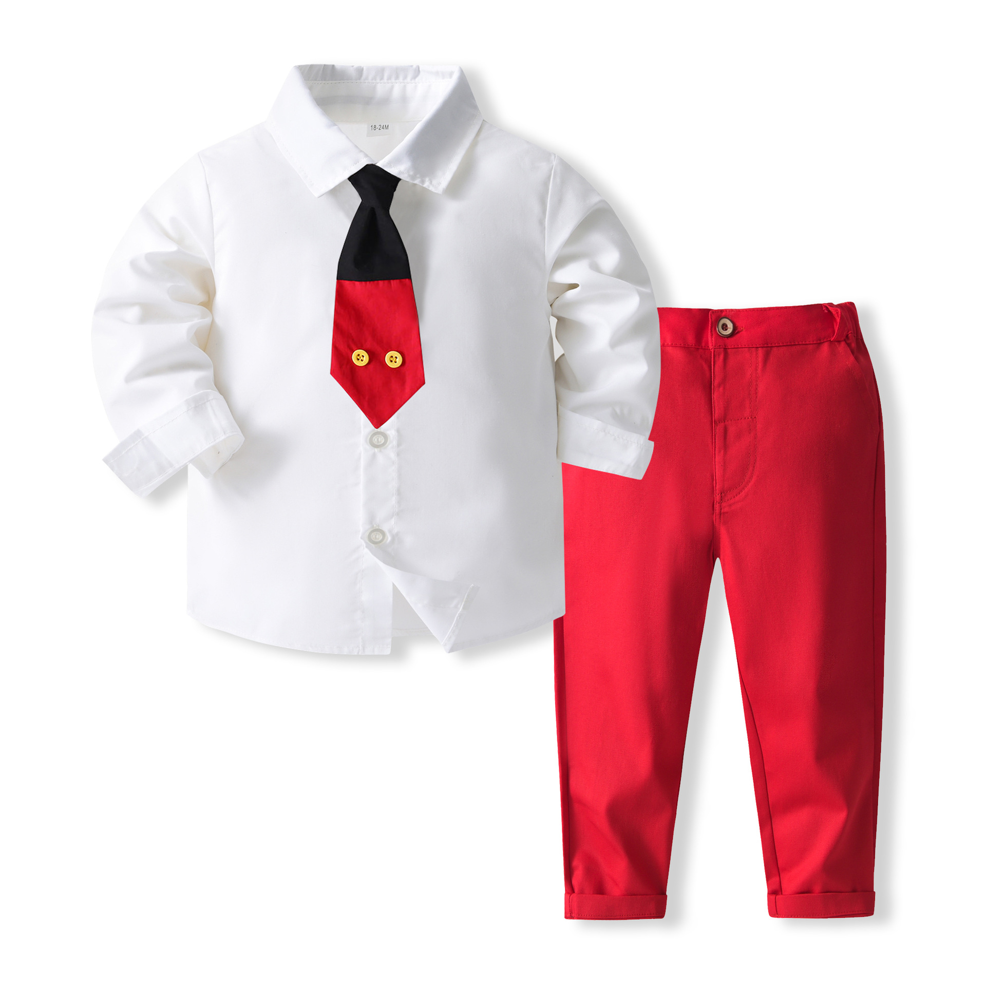Summer children's clothing Korean-style boys' set, cool tie, solid color children's short-sleeved shirt and trousers two-piece set Application Scenario