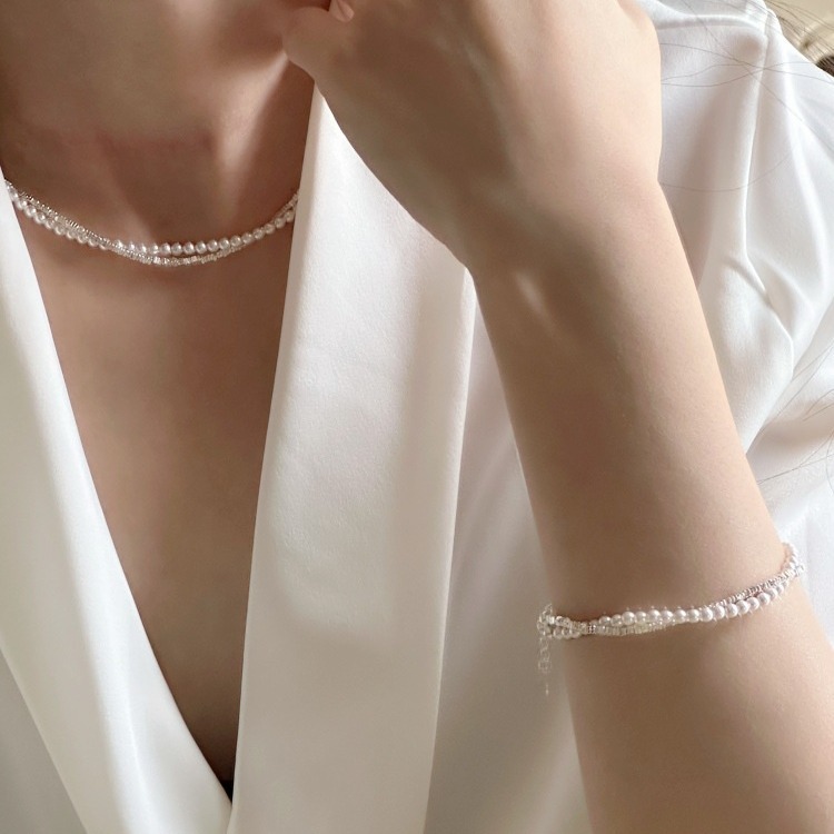 The entire S925 sterling silver Shijia pearl wound necklace features a niche design for women, a neckchain, a collarbone chain, and a light luxury chain