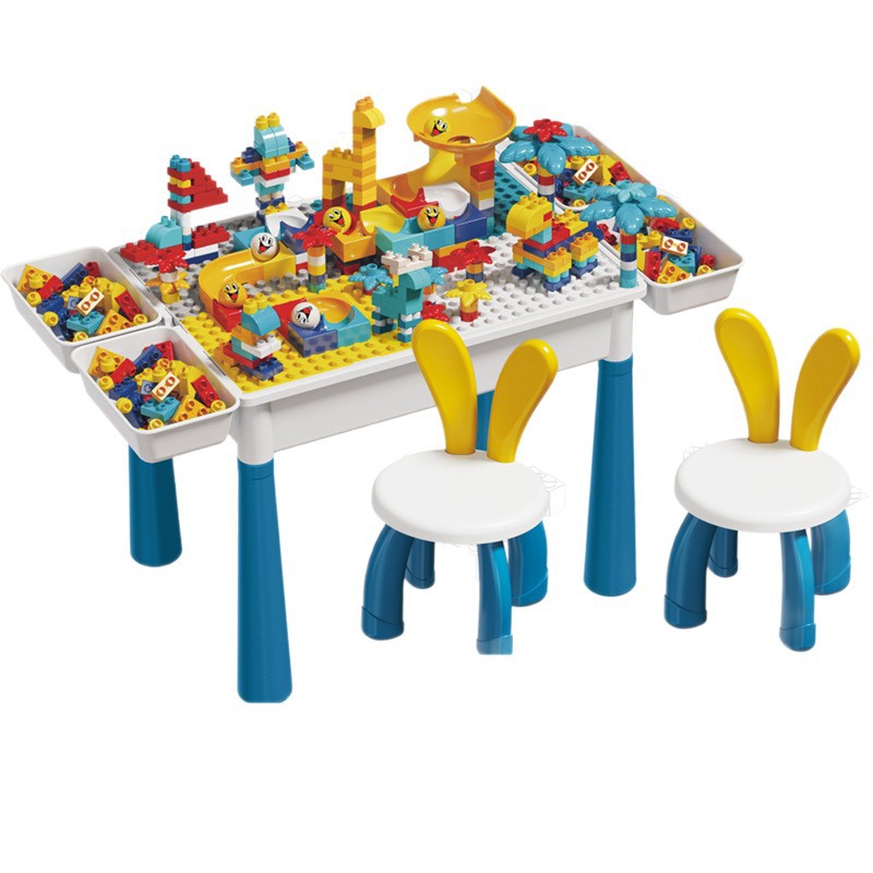 The new multi-functional building block table with large particles is compatible with Lego kindergarten assembly children's early education and intelligence activity gifts Item Picture
