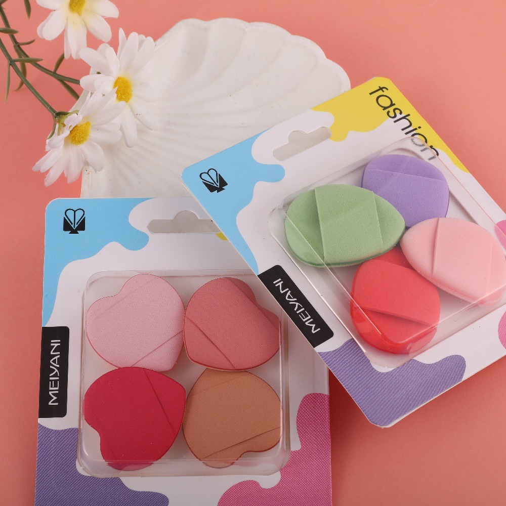 mini迷你手指粉扑盒装独立包装水滴爱心皮面不吃粉干湿两用小巧