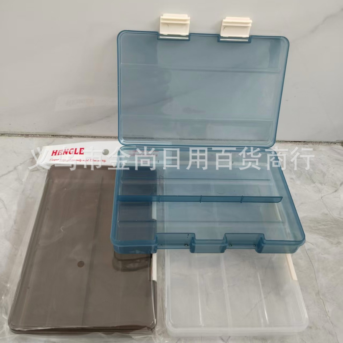 Household thickened transparent solid color plastic compartments storage box for toys, small items, tools and parts classification storage box Specification image