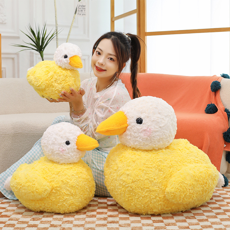 New yellow duck plush toy for girls, cute duck pillow doll, children's doll, birthday gift for girls