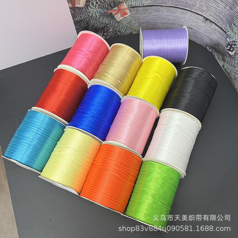 3MM large roll ribbon, 0.3-1CM satin ribbon, wedding candy sealing pocket tag rope, colored satin ribbon bookmark rope, narrow ribbon details Picture