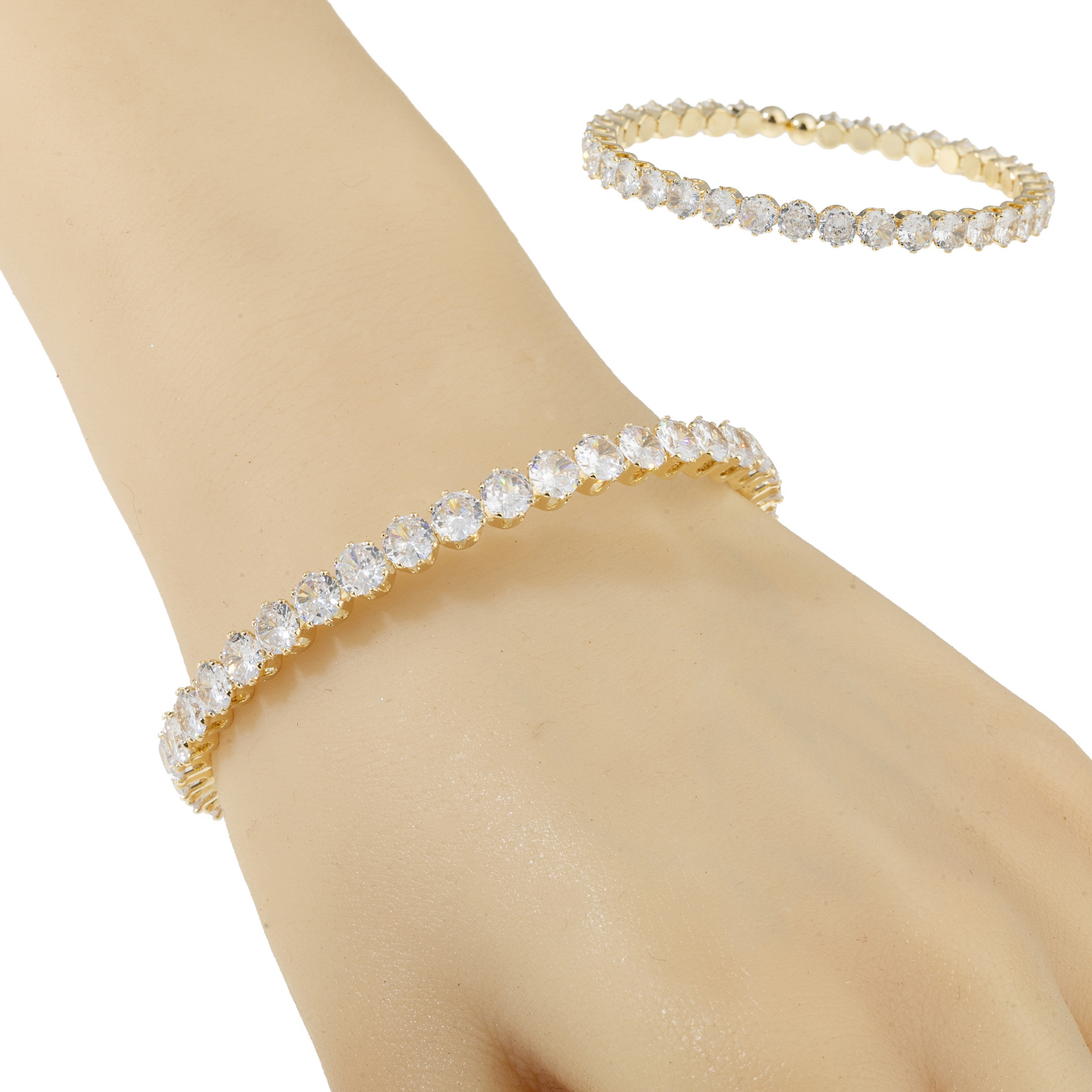 Manufacturer's supply of cross-border fashion and foreign trade accessories, single-row full zircon open bracelet, simple and exquisite, popular jewelry, versatile and elegant accessory for women's daily life details Picture