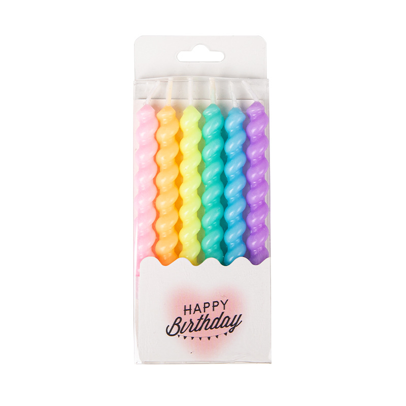 Twisty threaded birthday candle macaron cute curved spiral candle Candy cake baking decoration plug-in details Picture