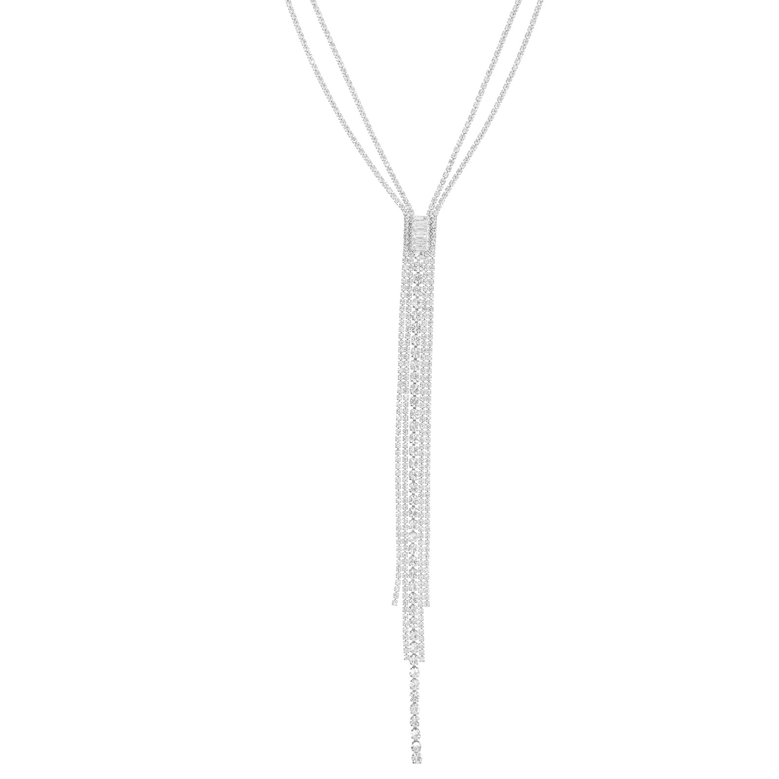This Korean InS-style necklace is a cross-border bestseller with diamond-encrusted long tassel necklace and a double-layer rhinestone claw chain design Application Scenario