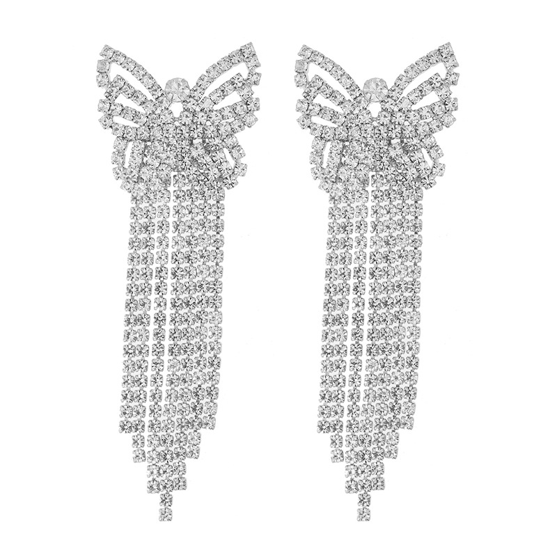 Amazon's best-selling full-diamond butterfly tassel earrings, cross-border European and American style exquisite wedding water diamond earrings for brides Application Scenario